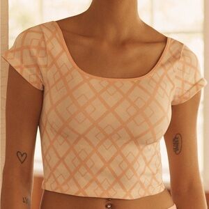 Anthropologie Lyrebird Peach Geometric Cropped Top